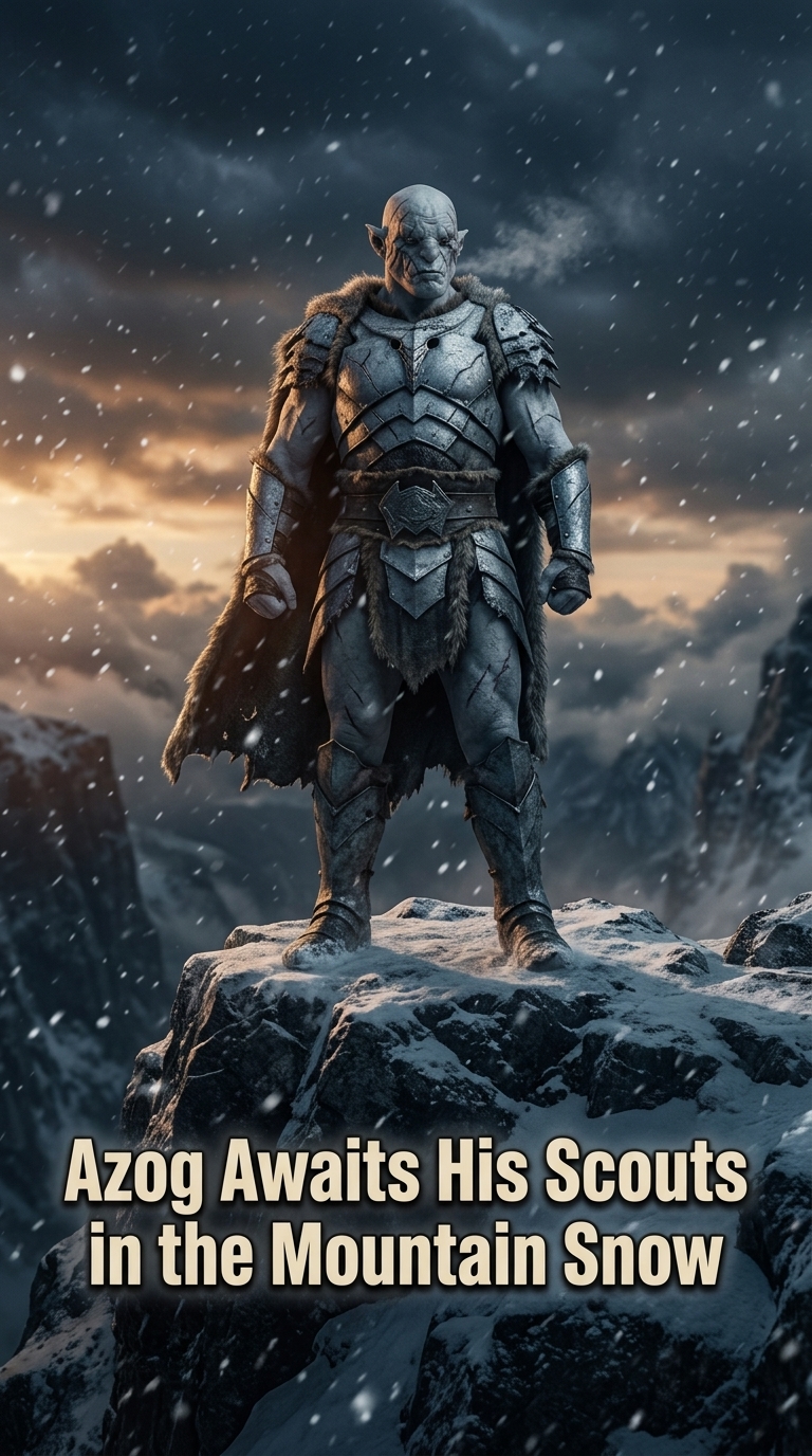 Azog Awaits His Scouts in the Mountain Snow