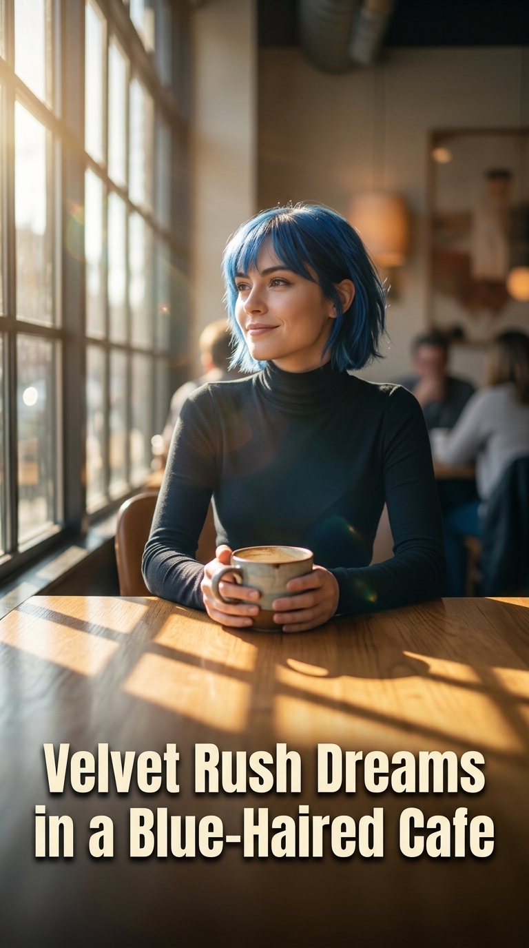 Velvet Rush Dreams in a Blue-Haired Cafe