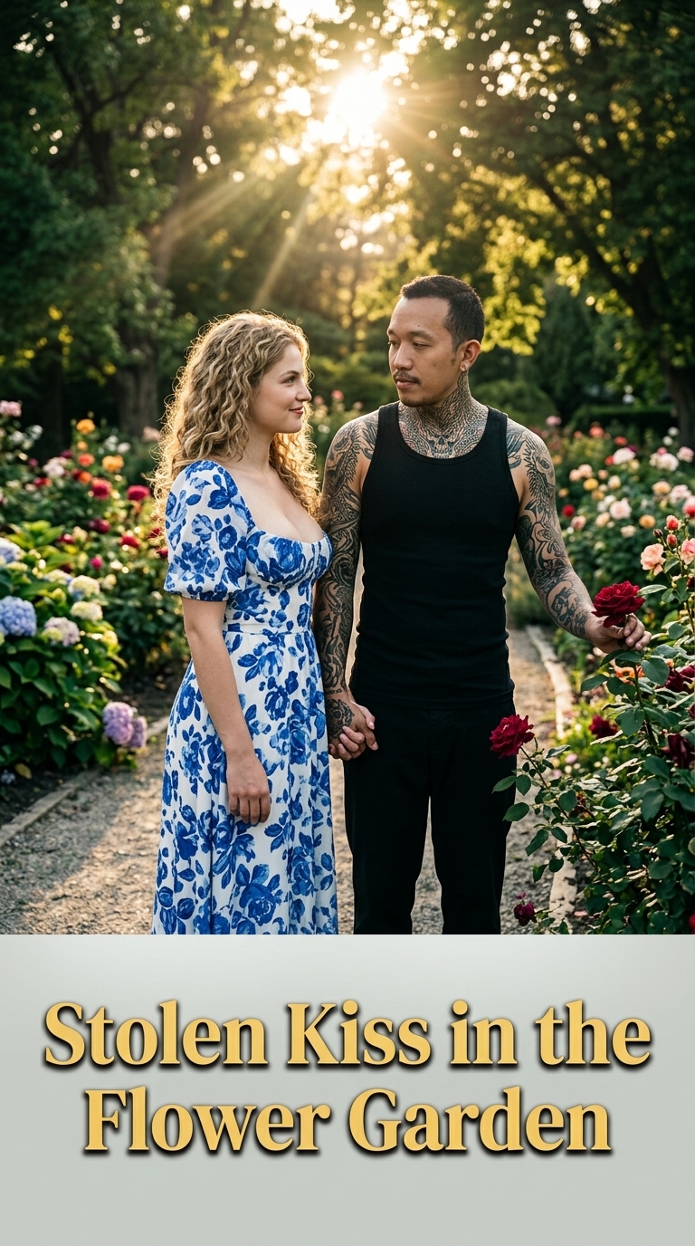 Stolen Kiss in the Flower Garden