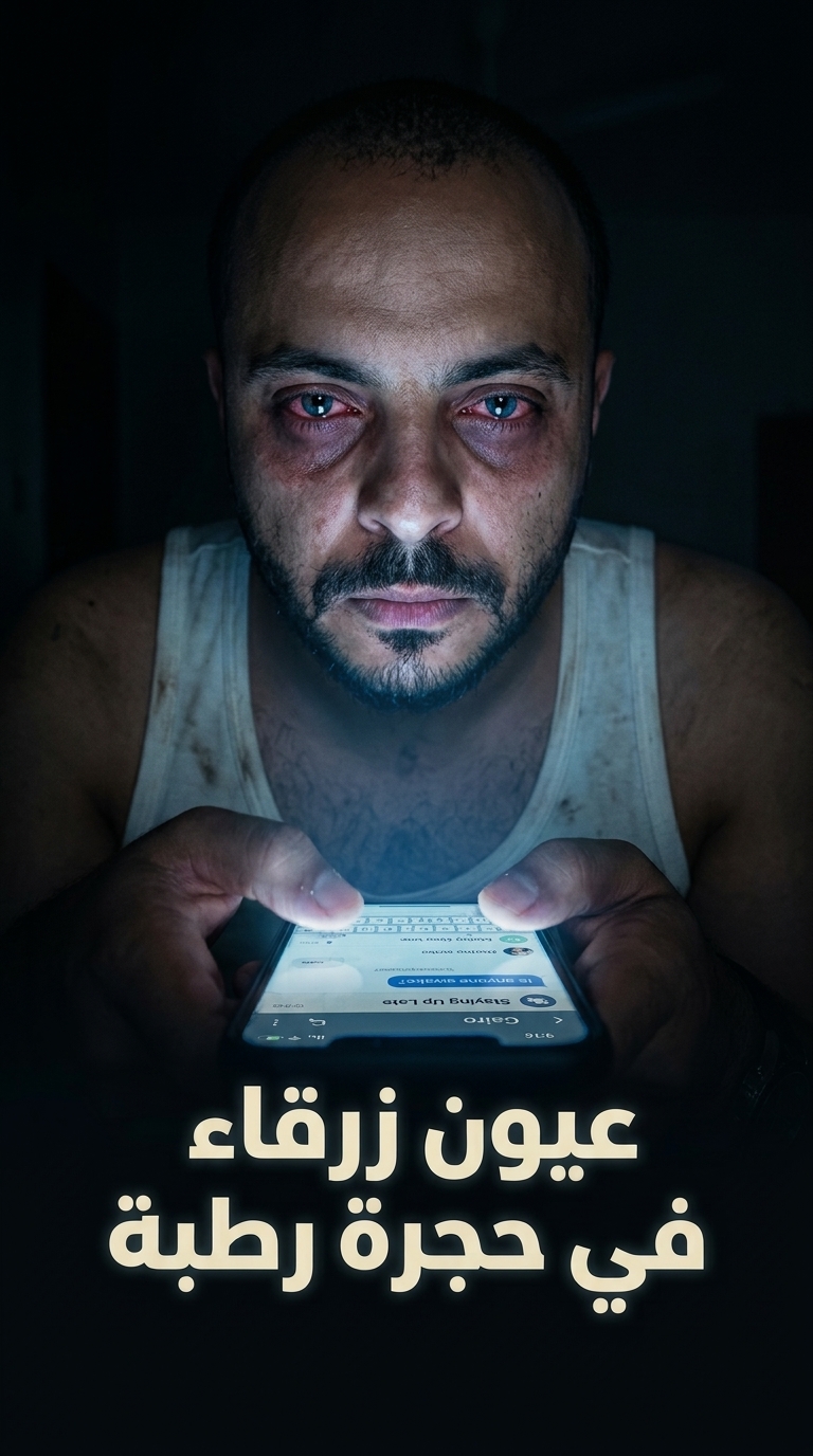 عيون زرقاء في حجرة رطبة